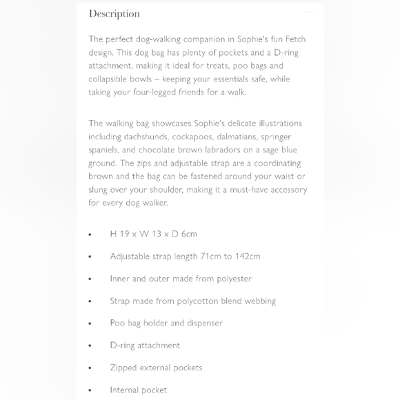 *nwt* sophie allport fetch dog walking bag - Picture 5 of 5